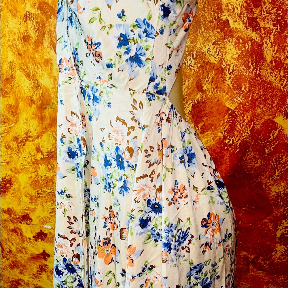 SHEIN Floral Print Dress with Blue and Orange Accents - Picture 6 of 7